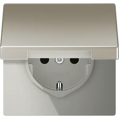 JUNG ES 1520 NKIKL wandcontactdoos randaarde Safety+ klapdeksel LS990 edelstaal