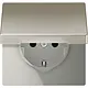 JUNG ES 1520 NKIKL wandcontactdoos randaarde Safety+ klapdeksel LS990 edelstaal