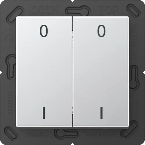 JUNG ENO A 595-01 AL EnOcean radiografische wandzender 4-kanaals met symbolen 0-1 A-range aluminium