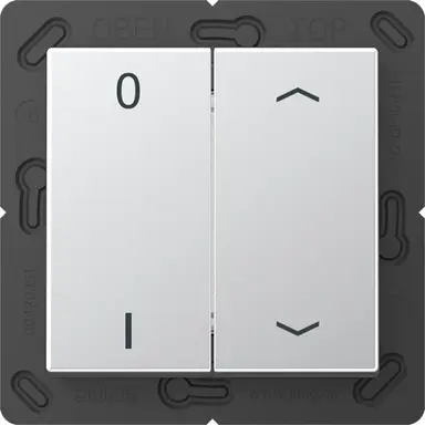 JUNG ENO A 595 P01 AL EnOcean draadloze wandzender 4-kanaals met 0-1 en pijlsymbolen A-range aluminium