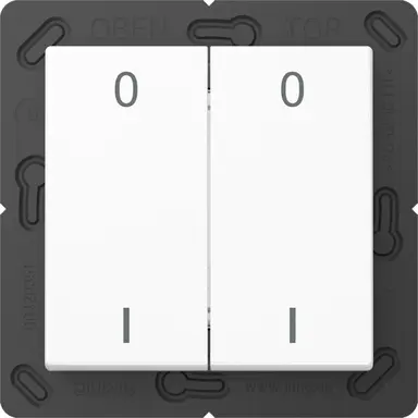 JUNG ENO A 595-01 WW EnOcean radiografische wandzender 4-kanaals met symbolen 0-1 A-range alpine wit