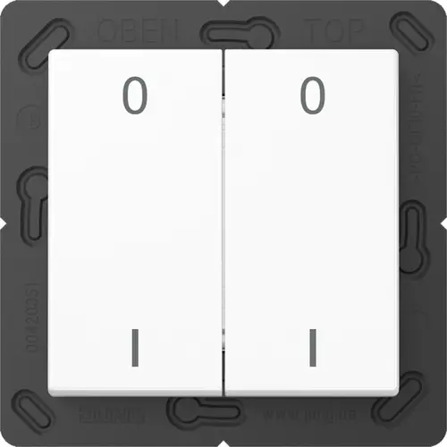 JUNG ENO A 595-01 WW EnOcean radiografische wandzender 4-kanaals met symbolen 0-1 A-range alpine wit