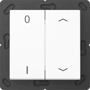 JUNG ENO A 595 P01 WW EnOcean draadloze wandzender 4-kanaals met 0-1 en pijlsymbolen A-range alpine wit