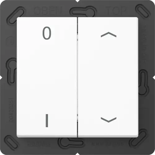 JUNG ENO A 595 P01 WW EnOcean draadloze wandzender 4-kanaals met 0-1 en pijlsymbolen A-range alpine wit