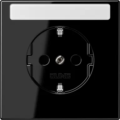 JUNG LS 1520 NKINA SW wandcontactdoos randaarde tekstvenster Safety+ LS990 zwart glans