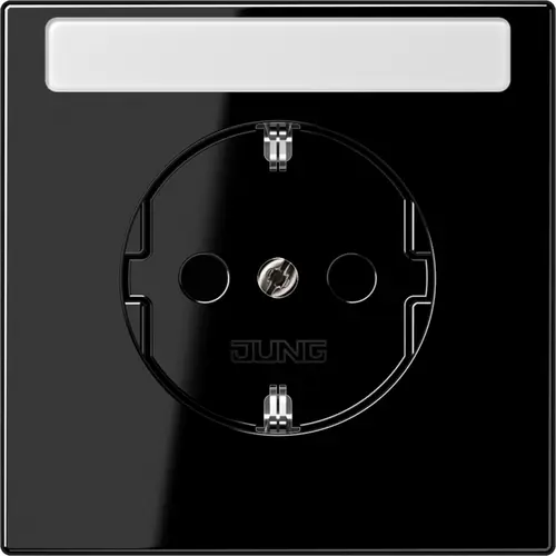 JUNG LS 1520 NKINA SW wandcontactdoos randaarde tekstvenster Safety+ LS990 zwart glans