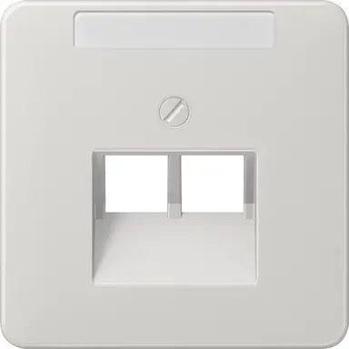 JUNG CD 569-2 NAUA LG centraalplaat 2-voudig met tekstvenster tbv RJ45 wandcontactdoos CD500 lichtgrijs