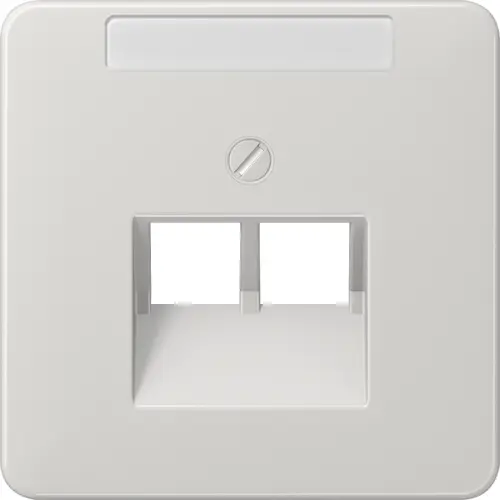 JUNG CD 569-2 NAUA LG centraalplaat 2-voudig met tekstvenster tbv RJ45 wandcontactdoos CD500 lichtgrijs
