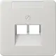 JUNG CD 569-2 NAUA LG centraalplaat 2-voudig met tekstvenster tbv RJ45 wandcontactdoos CD500 lichtgrijs