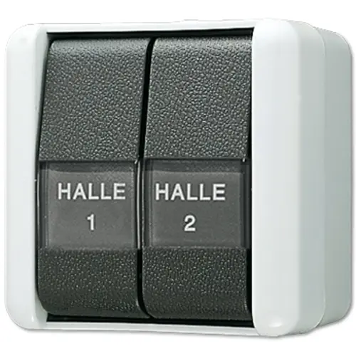 JUNG 839 NAW drukcontact 2-voudig 2 wisselcontact met tekstvensters opbouw IP44 WG800
