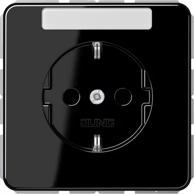 JUNG CD 1520 NKINA SW wandcontactdoos randaarde Safety+ met tekstvenster CD500 zwart glans