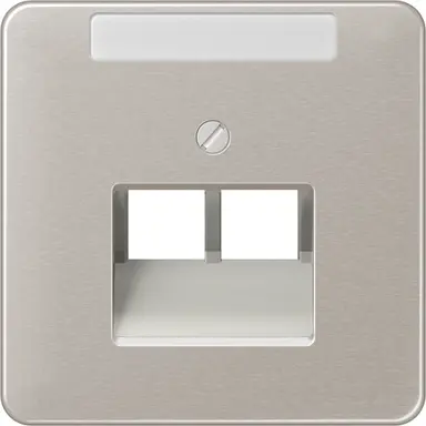 JUNG CD 569-2 NAUA PT centraalplaat 2-voudig met tekstvenster tbv RJ45 wandcontactdoos CD500 platina