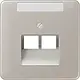 JUNG CD 569-2 NAUA PT centraalplaat 2-voudig met tekstvenster tbv RJ45 wandcontactdoos CD500 platina