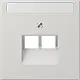 JUNG LS 969-2 NAUA LG centraalplaat 2-voudig met tekstvenster tbv RJ45 wandcontactdoos LS990 lichtgrijs