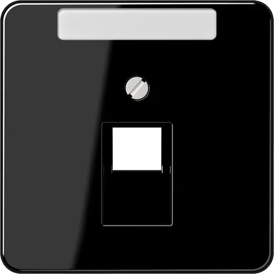 JUNG CD 569-1 NAUA SW centraalplaat 1-voudig met tekstvenster tbv RJ45 wandcontactdoos CD500 zwart glans