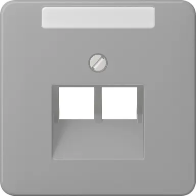 JUNG CD 569-2 NAUA GR centraalplaat 2-voudig met tekstvenster tbv RJ45 wandcontactdoos CD500 grijs