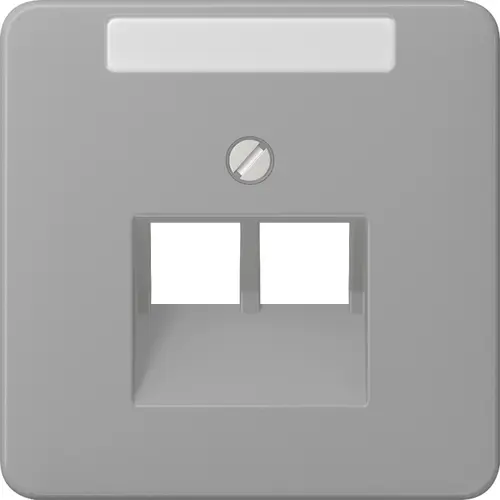 JUNG CD 569-2 NAUA GR centraalplaat 2-voudig met tekstvenster tbv RJ45 wandcontactdoos CD500 grijs