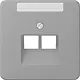 JUNG CD 569-2 NAUA GR centraalplaat 2-voudig met tekstvenster tbv RJ45 wandcontactdoos CD500 grijs