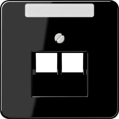 JUNG CD 569-2 NAUA SW centraalplaat 2-voudig met tekstvenster tbv RJ45 wandcontactdoos zwart glans