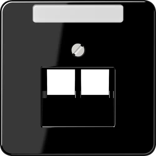 JUNG CD 569-2 NAUA SW centraalplaat 2-voudig met tekstvenster tbv RJ45 wandcontactdoos zwart glans