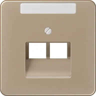 JUNG CD 569-2 NAUA GB centraalplaat 2-voudig met tekstvenster tbv RJ45 wandcontactdoos CD500 goud brons