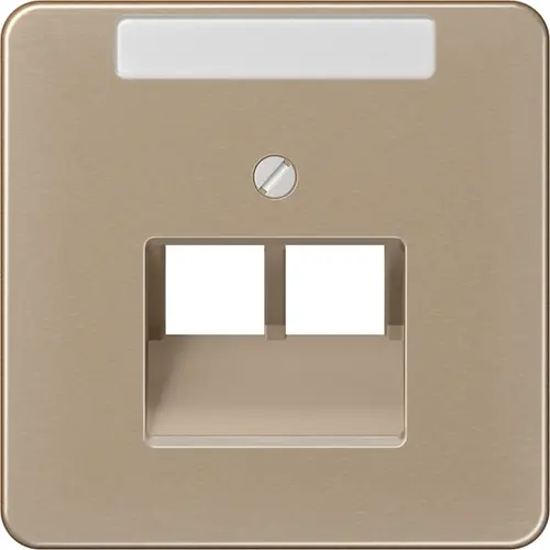 JUNG CD 569-2 NAUA GB centraalplaat 2-voudig met tekstvenster tbv RJ45 wandcontactdoos CD500 goud brons