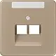JUNG CD 569-2 NAUA GB centraalplaat 2-voudig met tekstvenster tbv RJ45 wandcontactdoos CD500 goud brons