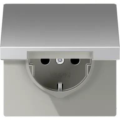 JUNG AL 1520 NKIKL wandcontactdoos randaarde Safety+ klapdeksel LS990 aluminium