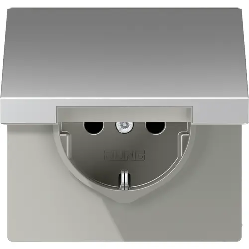 JUNG AL 1520 NKIKL wandcontactdoos randaarde Safety+ klapdeksel LS990 aluminium