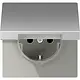 JUNG AL 1520 NKIKL wandcontactdoos randaarde Safety+ klapdeksel LS990 aluminium