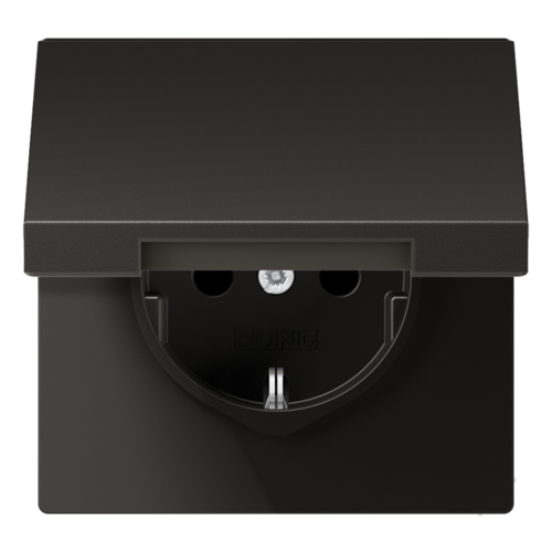 JUNG AL 1520 NKIKL AN wandcontactdoos randaarde Safety+ klapdeksel LS990 antraciet gelakt aluminium