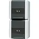 JUNG 822 KINAW wandcontactdoos 16A 2-voudig randaarde Safety+ opbouw IP44 verticaal WG800