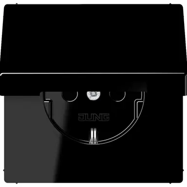 JUNG LS 1520 NKL SW wandcontactdoos randaarde klapdeksel LS990 zwart glans