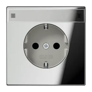 JUNG GCR 1520 NNA wandcontactdoos randaarde tekstvenster LS990 glanzend chroom