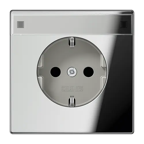 JUNG GCR 1520 NNA wandcontactdoos randaarde tekstvenster LS990 glanzend chroom
