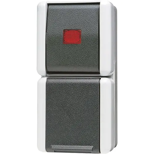 JUNG 876 KOW combinatieschakelaar met controlevenster opbouw IP44 verticaal WG800