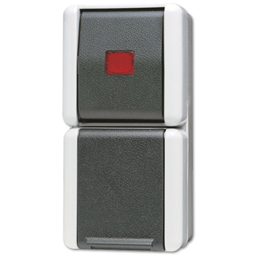JUNG 876 KOW combinatieschakelaar met controlevenster opbouw IP44 verticaal WG800