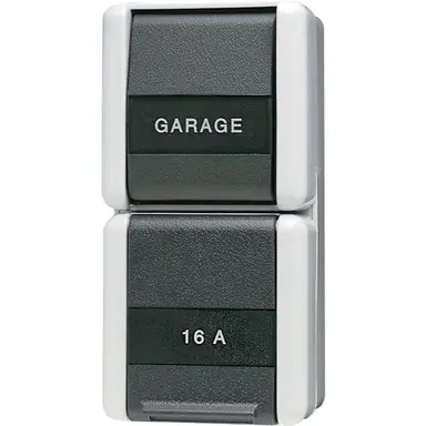 JUNG 876 NAW combinatie wandcontactdoos en schakelaar IP44 verticaal met tekstvensters WG800