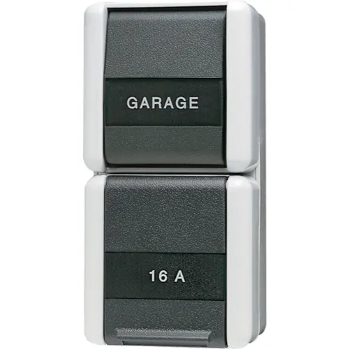 JUNG 876 NAW combinatie wandcontactdoos en schakelaar IP44 verticaal met tekstvensters WG800