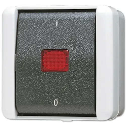 JUNG 803 KOW driepolige schakelaar met controlevenster opbouw IP44 WG800