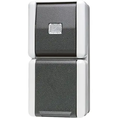 JUNG 871 W combinatie pulsschakelaar opbouw IP44 verticaal WG800