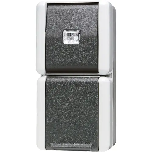 JUNG 871 W combinatie pulsschakelaar opbouw IP44 verticaal WG800