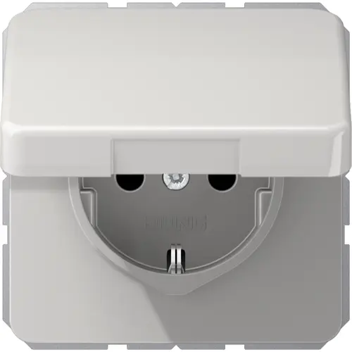 JUNG CD 1520 NBFKL LG wandcontactdoos randaarde klapdeksel CD500 lichtgrijs