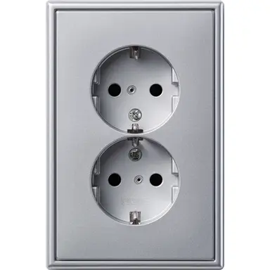 JUNG AL 5015-L wandcontactdoos 2-voudig randaarde voor ovale 1,5 inbouwdoos LS990 aluminium