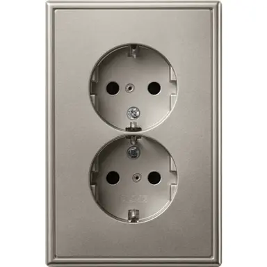 JUNG ES 5015-L wandcontactdoos 2-voudig randaarde voor ovale 1,5 inbouwdoos LS990 edelstaal