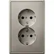 JUNG ES 5015-L wandcontactdoos 2-voudig randaarde voor ovale 1,5 inbouwdoos LS990 edelstaal