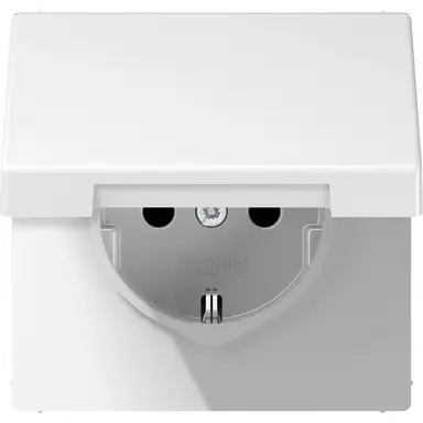 JUNG LS 1520 NKIKL WW wandcontactdoos randaarde Safety+ klapdeksel LS990 alpine wit