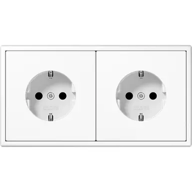 JUNG LS 1520-2 WW wandcontactdoos 2-voudig met randaarde voorbedraad voor duo-inbouwdoos LS990 alpine wit