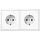 JUNG LS 1520-2 WW wandcontactdoos 2-voudig met randaarde voorbedraad voor duo-inbouwdoos LS990 alpine wit