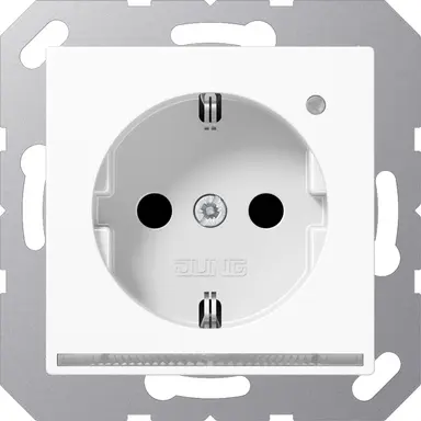 JUNG A 1520-O WW LNW wandcontactdoos randaarde Safety+ met LED-oriëntatieverlichting en lichtsensor A-range alpine wit